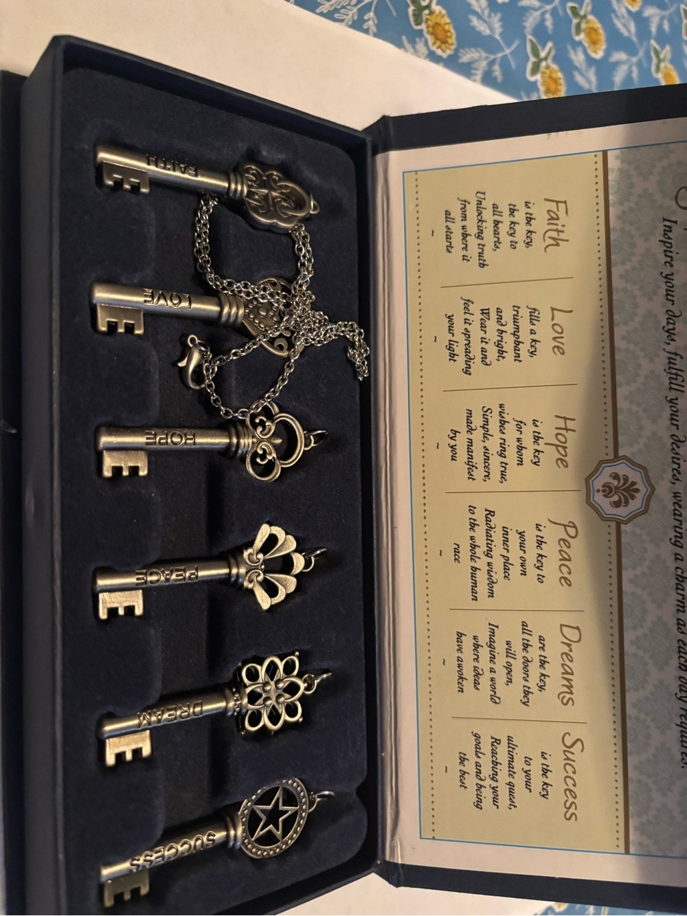 Set of Silver Key Pendant Necklaces – Inspirational Motifs
